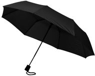 21" Wali-sateenvarjo, taitettava, automaattisesti avautuva, musta liikelahja logopainatuksella